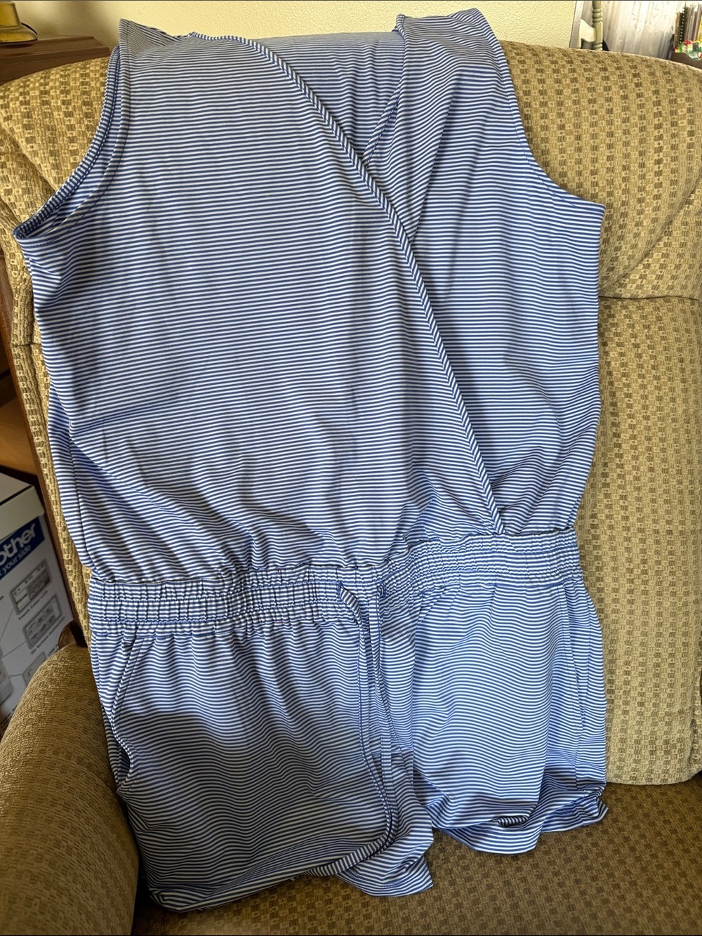 Vineyard Vines Navy and White Striped Sleeveless Romper